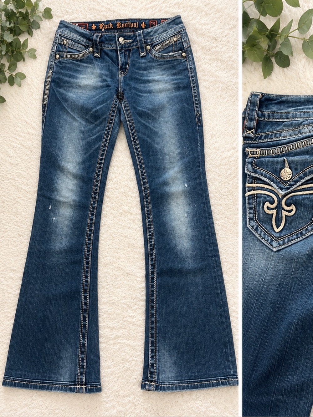 Rock Revival Women’s Size 29 Bootcut Jeans Dark Wash Petite Hemmed